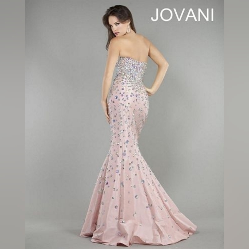 Jovani #944 Fuchsia Strapless Mermaid Embellished Gown, Size 2 - Picture 2 of 9